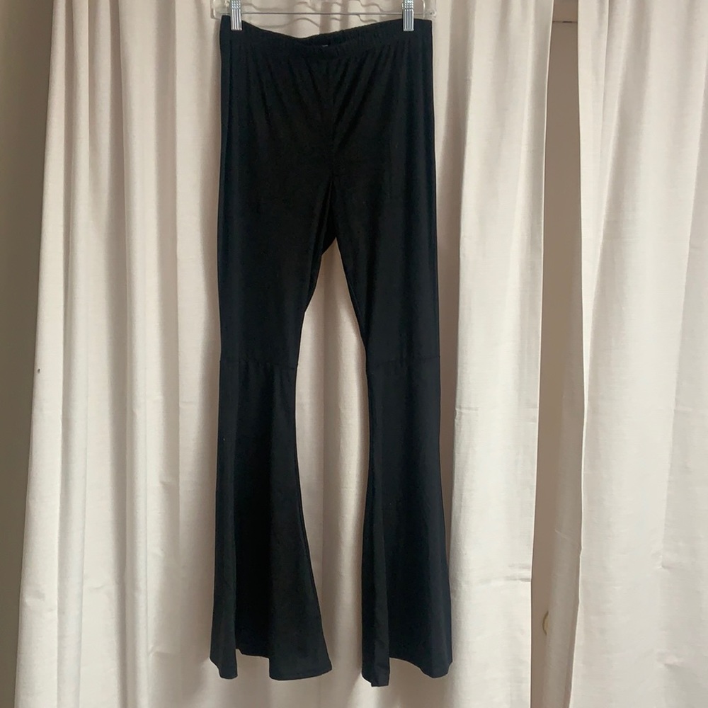Black velvet flare pants